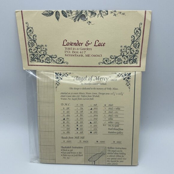 Lavender & Lace Angel Of Mercy Cross Stitch Pattern NOS L&L 28 16 1/4x16 1/8 - Picture 6 of 8